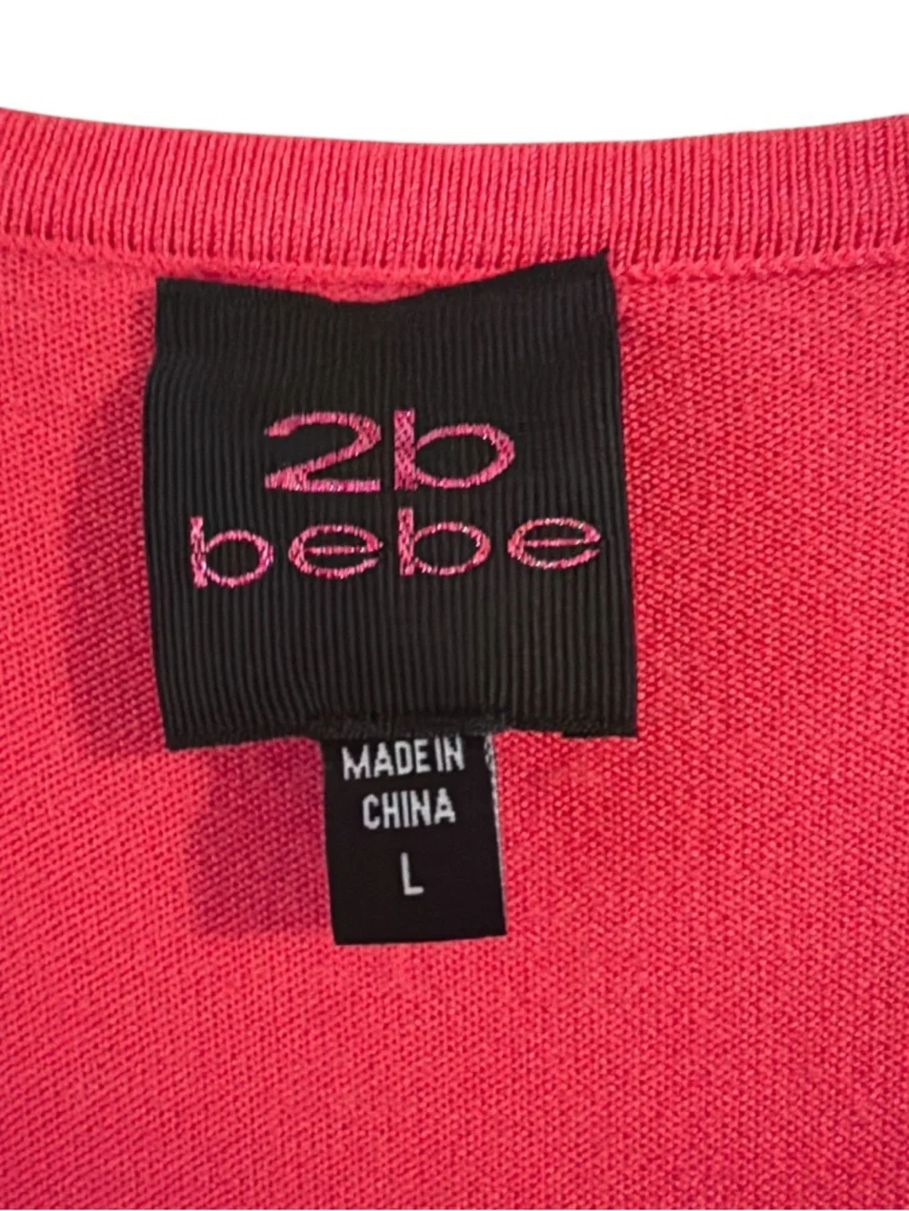 2b Bebe Pink Bandage Dress Cap Sleeve Ruched Bodycon Scoop Neck Mini Size L - Picture 7 of 9